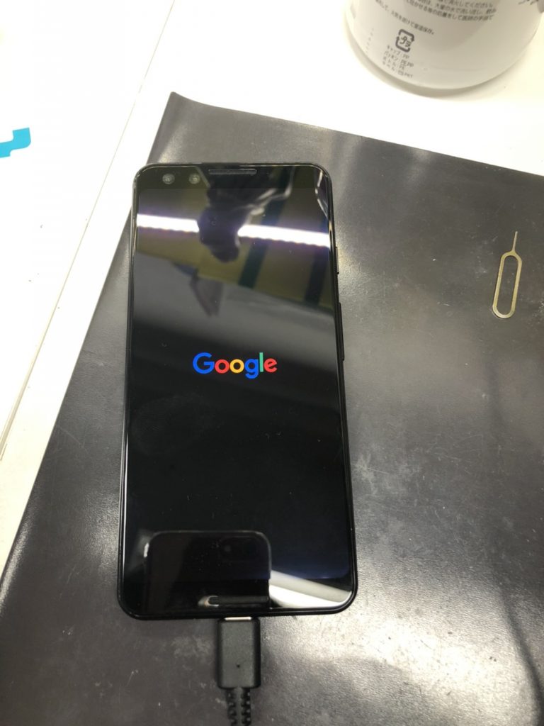 Google　pixel3　画面交換　修理途中　スマホスピタル博多店