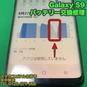 GalaxyS9 電池の減りが早い バッテリー膨張 電池交換 Android修理 スマホスピタル吉祥寺 １